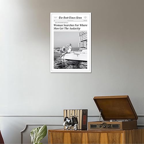 Miniatura 7 de Lienzo retro del New York Times para pared, diseño de mujer que busca dónde los hombres obtienen la audacia, pósteres vintage en blanco y negro,