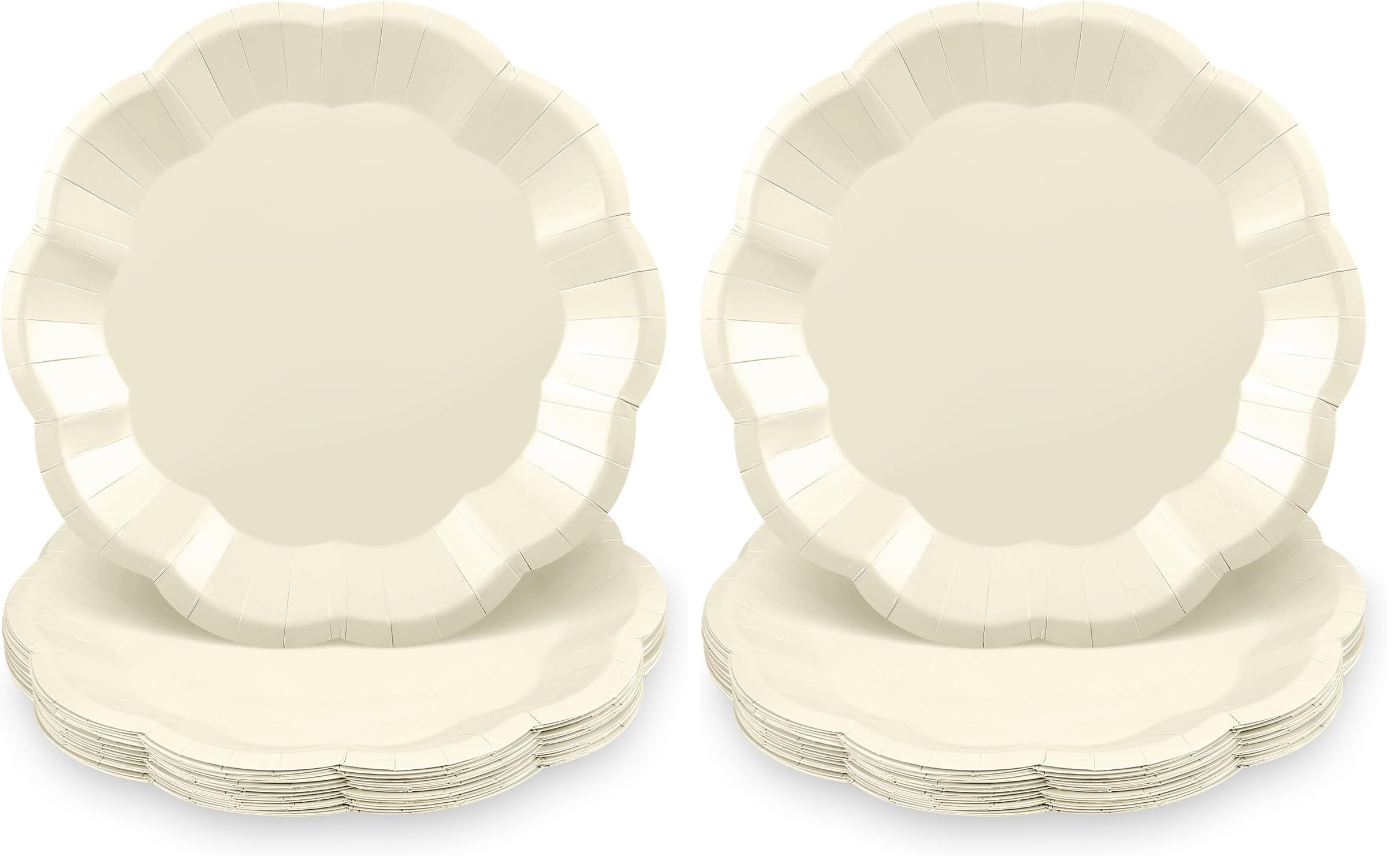 NatNarr 30pcs Ivory Paper Plates 7 In Small Cream Paper Plates Disposable Beige Wedding Plate Dessert Cake plate for Wedding, Birthday, Baby Shower (Pack of 2)