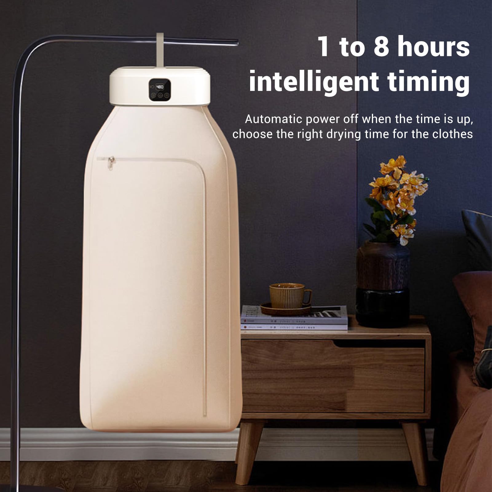 Asciugatrice Portatile, Asciugatrice Compatta da 600 W con Timer e Telecomando, Asciugatrice da Viaggio Pieghevole Silenziosa Ad Asciugatura Rapida, Mini Stendibiancheria per