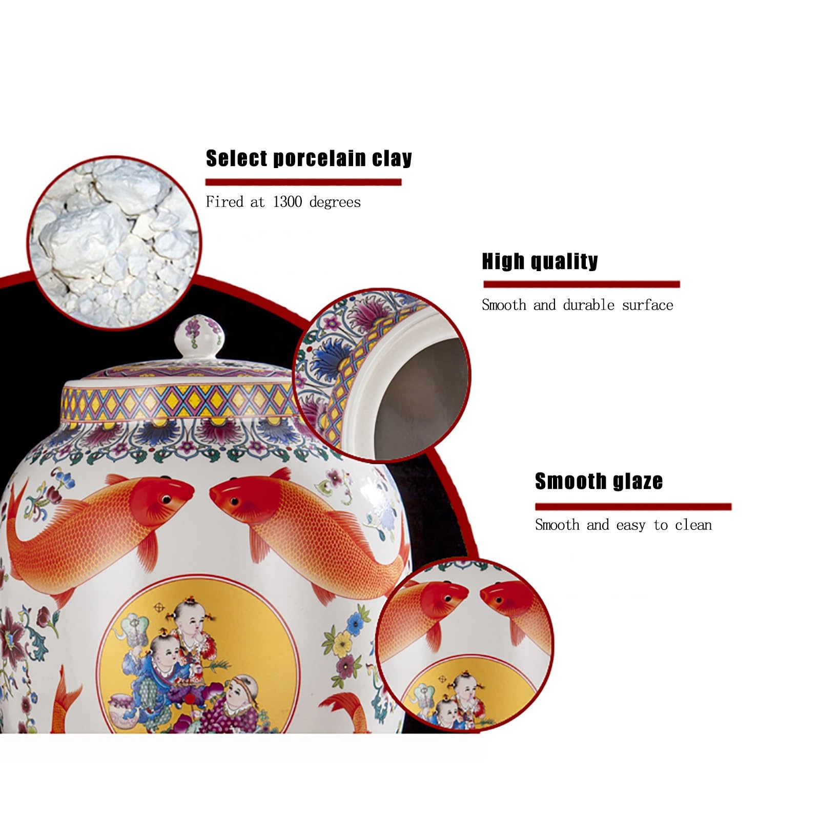 Secchio Di Riso In Ceramica Di Design Cinese, Distributore Di Cereali Con Coperchio, Contenitore Per La Conservazione Del Riso Per Uso Domestico, Per Alimenti, Secchio Di Riso In Ceramica Da 10 Kg(E,C