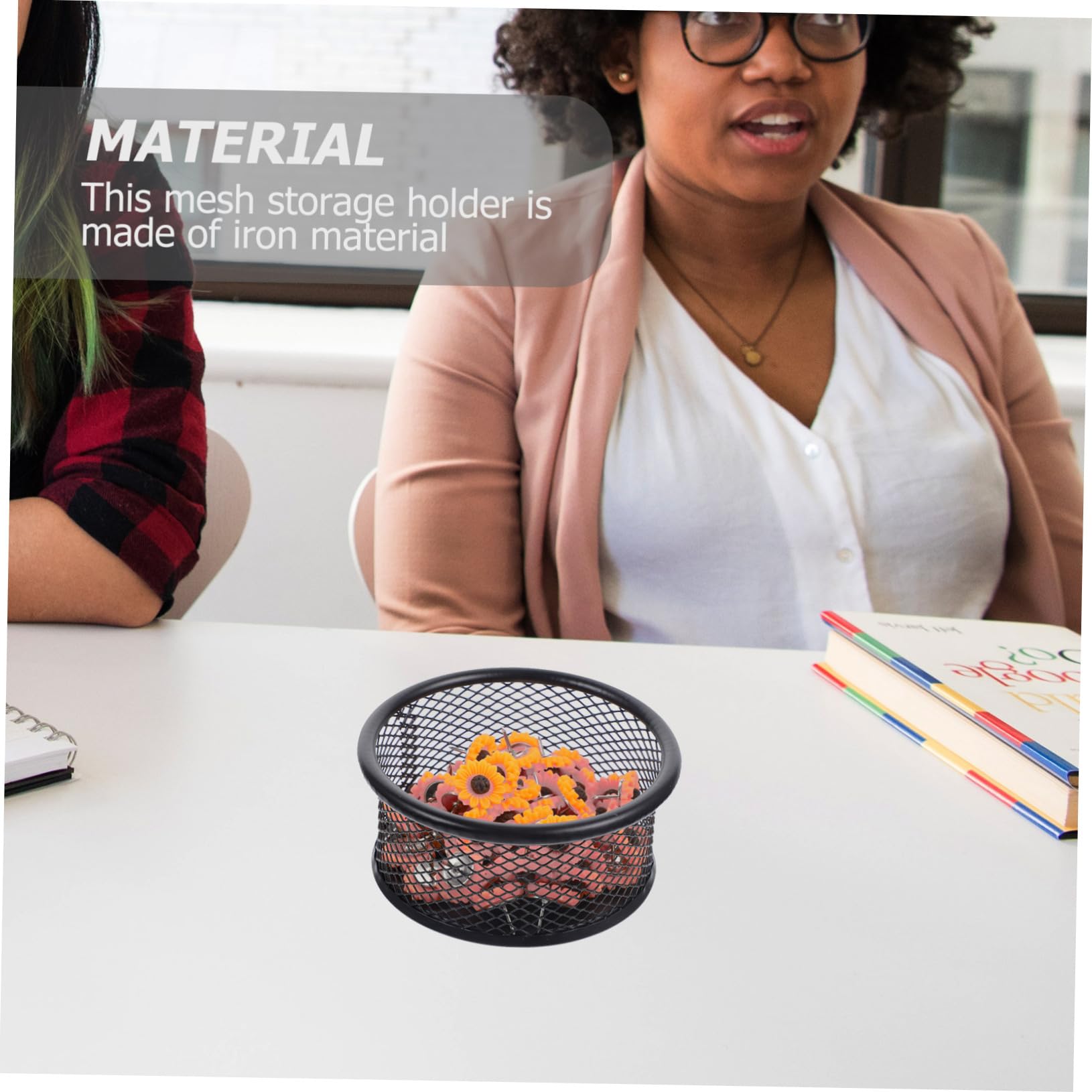 Uonlytech Porta Clips Metálico de Malla Negra, Soporte Organizador Compacto para Escritorio, Resistente y Multifuncional para Oficina, Hogar y Material Escolar, 12 Piezas