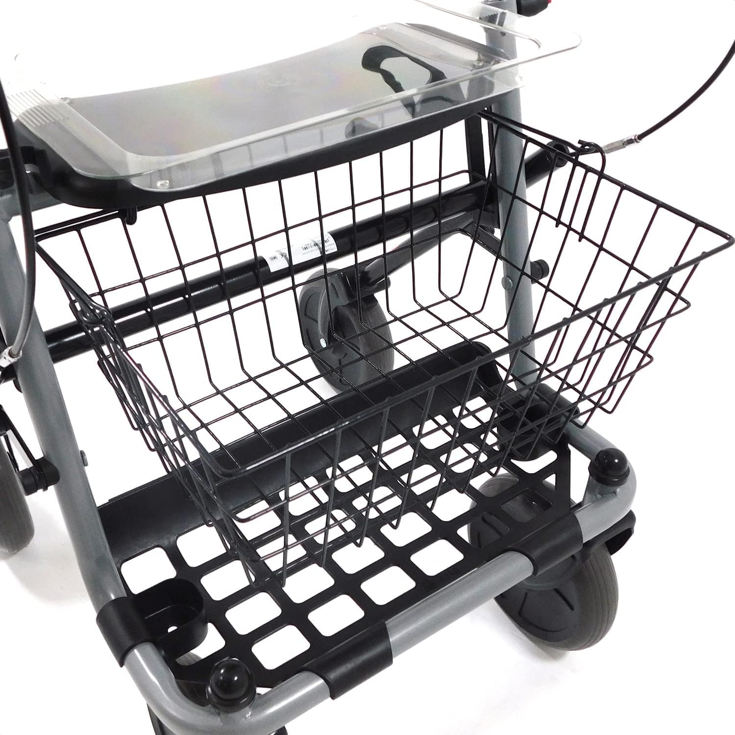 Andador andador para ancianos y discapacitados plegable y ajustable con 4 ruedas, rodillo con frenos de estacionamiento, asiento y cesta para exteriores e interiores, aluminio