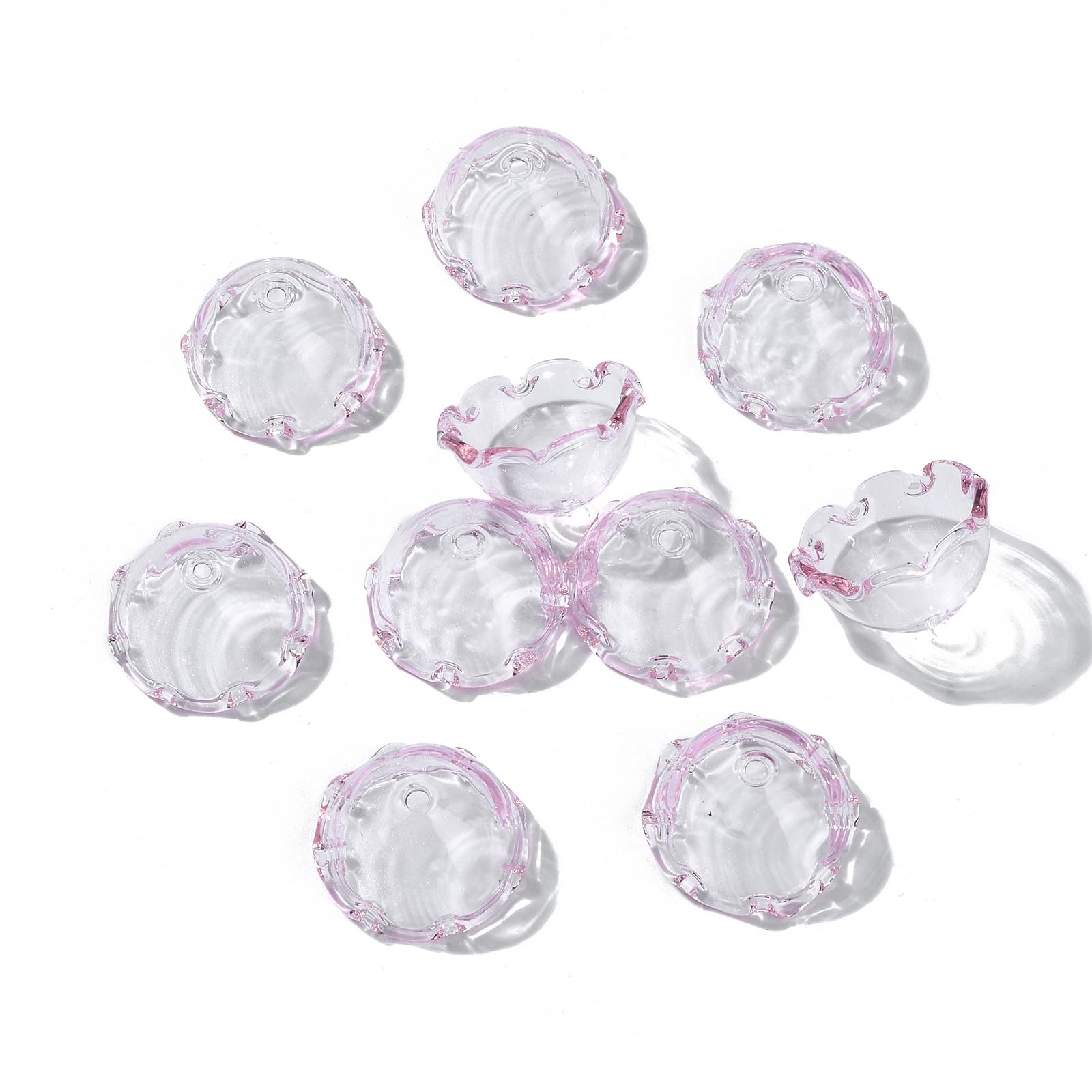 UR URLIFEHALL 10 Pcs Wind Chimes Flower Bead Caps Glass Floral Bead End Caps Spacers for Jewellery Making DIY Crafts Home Decoration