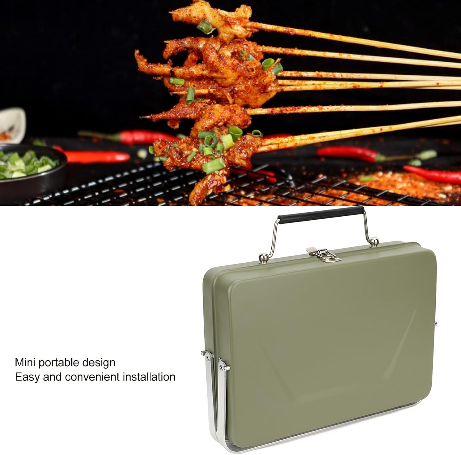 Alomejor Portable Charcoal BBQ Grill Folding Notebook Grill Wire Meshes Tools for Camping Outdoor Cooking Backyard Picnic