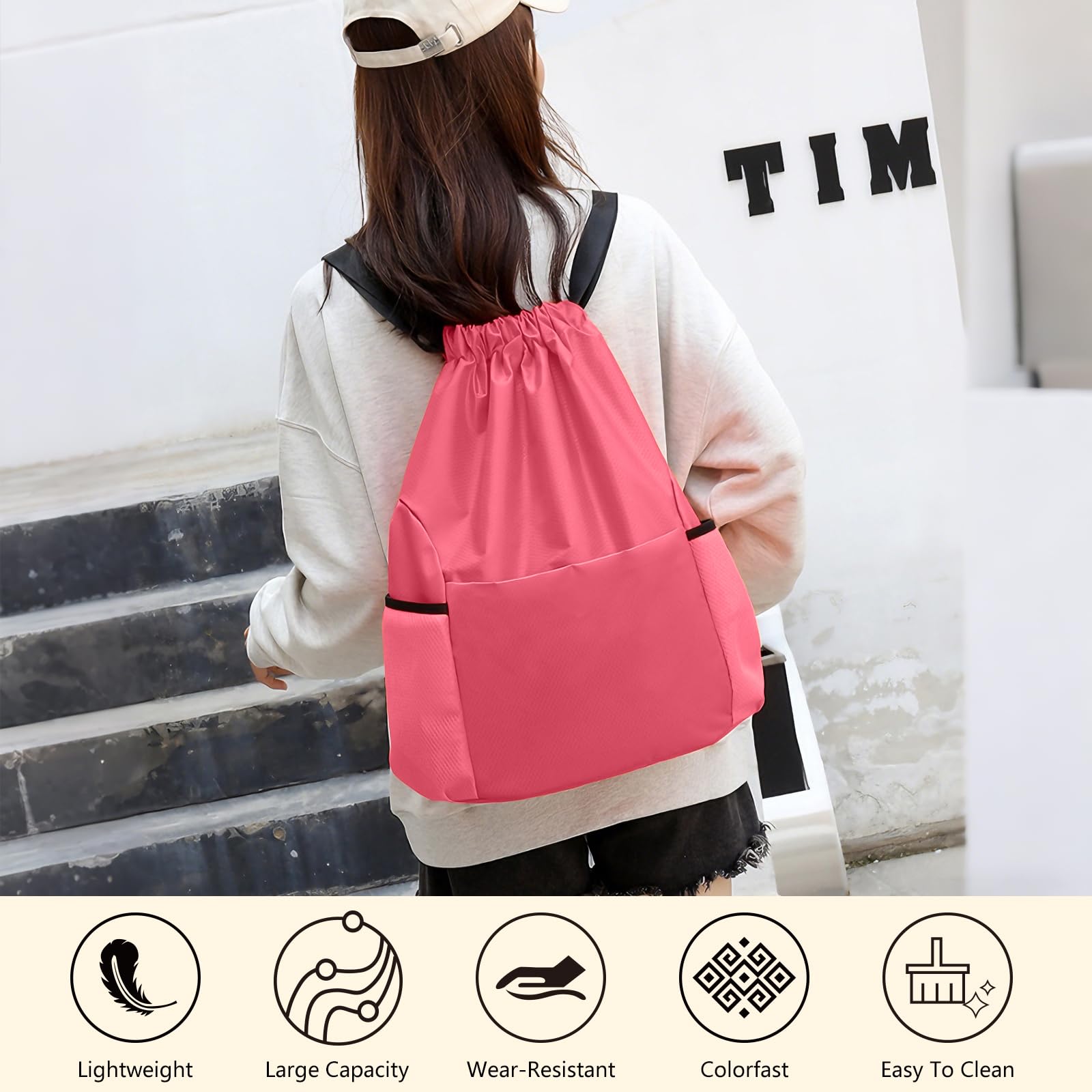 Sports Drawstring Bags Waterproof Swimming Bag for Kids Adults Unisex Large Capacity Foldable Gym Bag for Swimming Gym School Travel Hiking — view 6