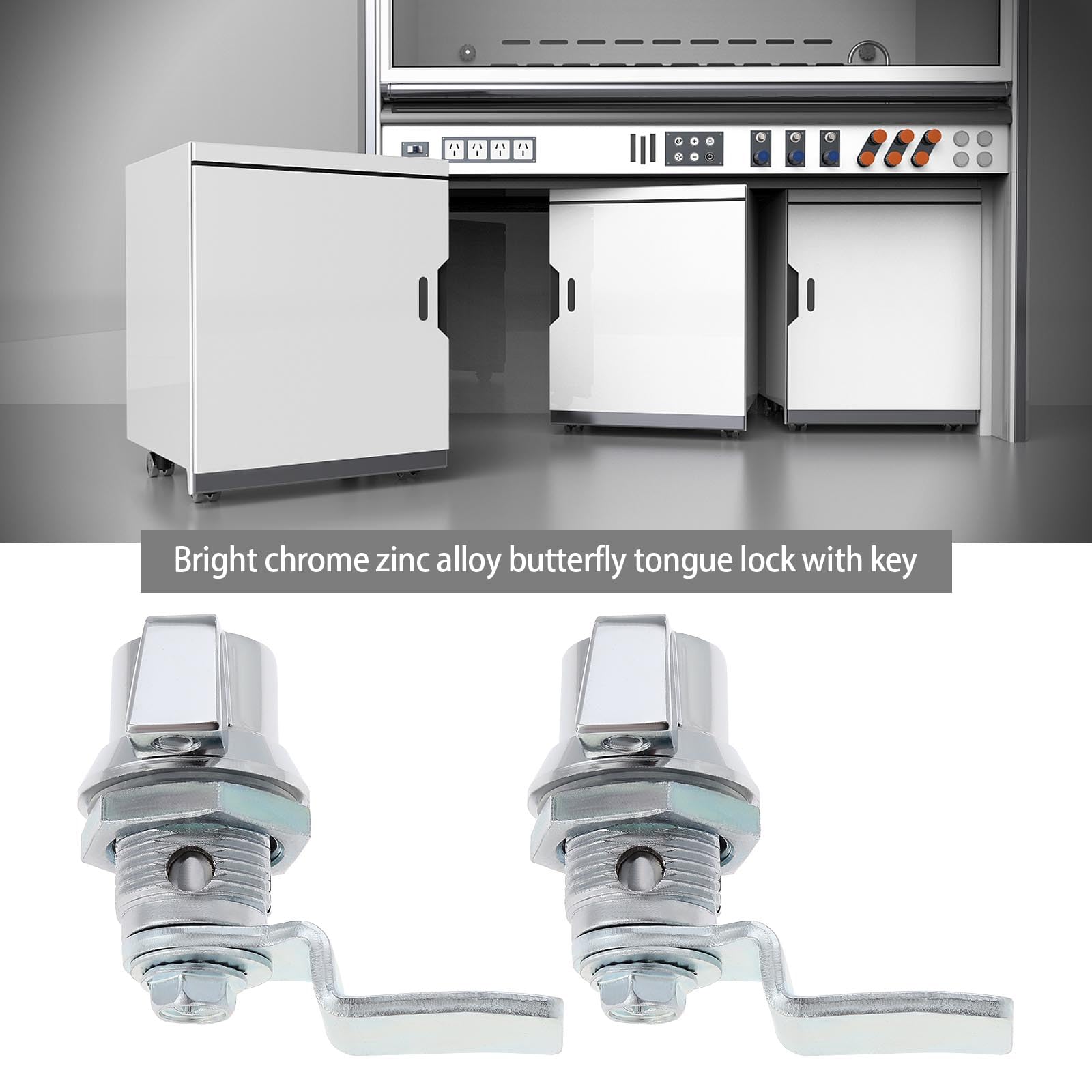 eMagTech 2 Set Zinc Alloy Quarter Turn with Keys Cut Out 22mm x 20mm for Control Cabinet Meter Cabinet Small Distributor Cylinder Lock Toggle - Image 2