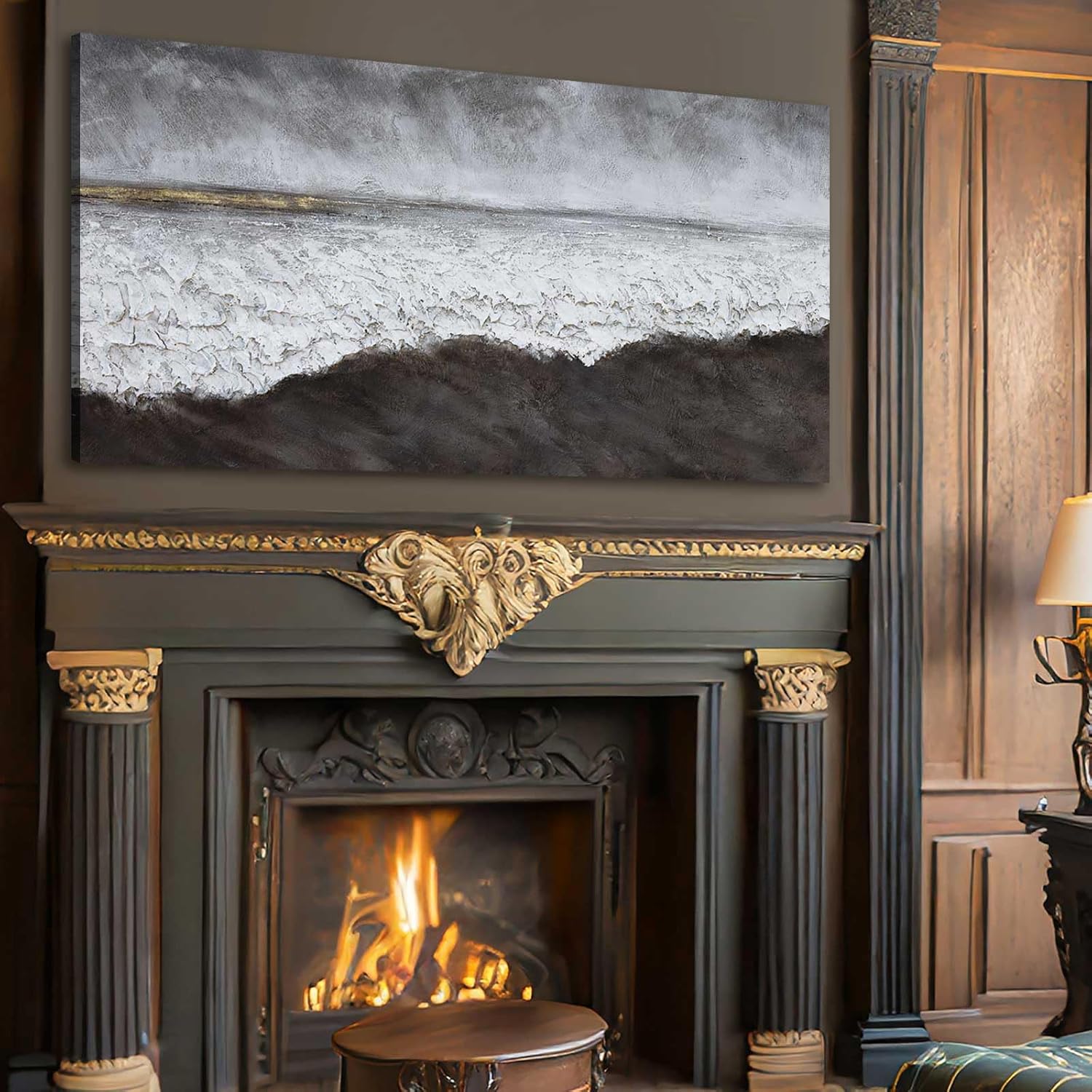 XIANSHOU Living Room Wall Decor Black Abstract Wall Art White Painting Contemporary Wall Art Canvas Picture Decorations for Bedroom Dining Room Office 24x48 in - Image 7