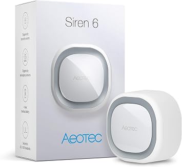 Aeotec Siren 6, Z-Wave Plus S2 Enabled Zwave Siren Safety Speaker, Wall-Mounted Sound & Light Security Intruder Zwave Alarm with Backup Battery, 110dB
