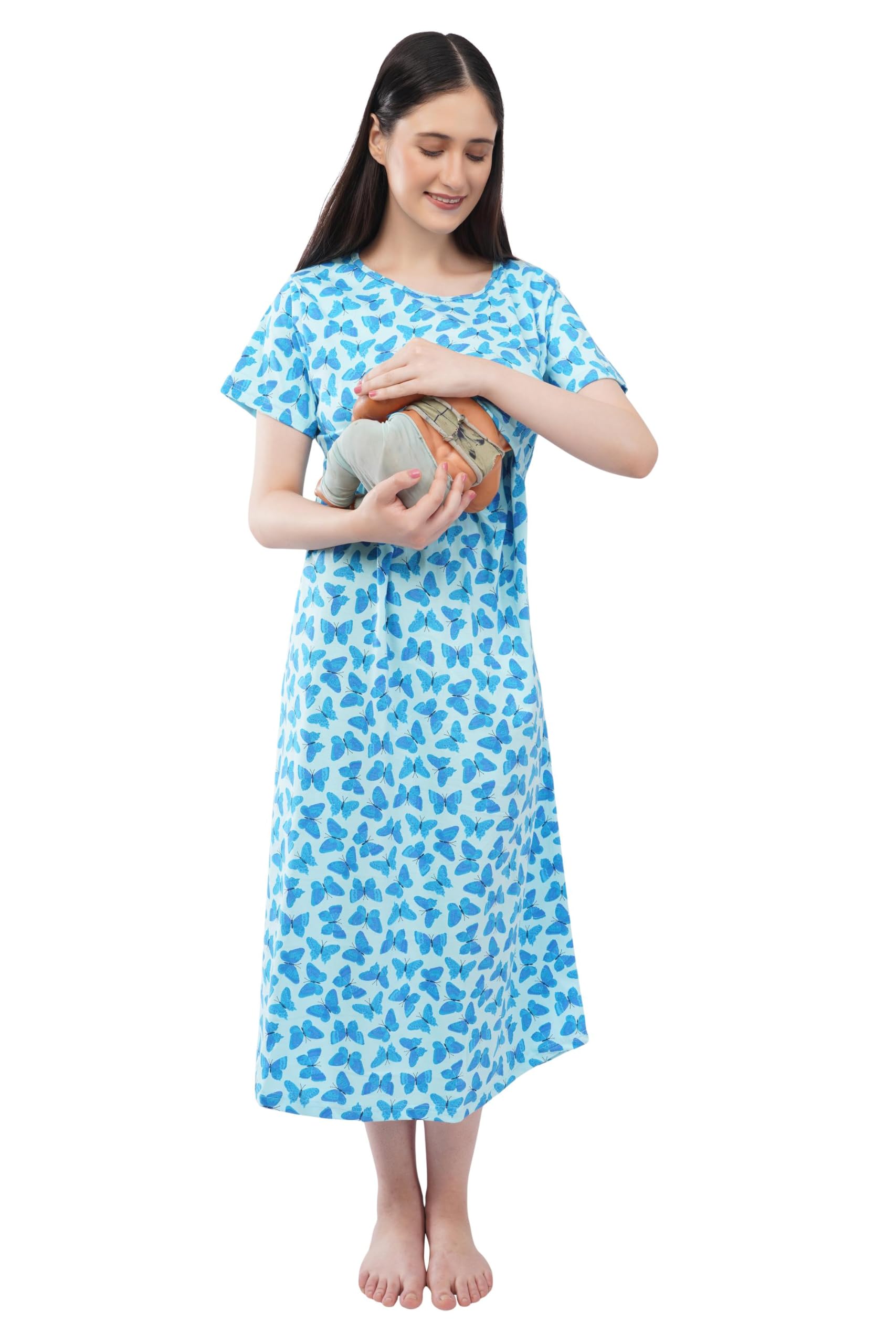 Women's Ribbon Zipless Maternity & Nursing Dress – Soft Comfortable Feeding and Friendly Stylish Pregnancy Wear for Daily Home & Casual Use-image-15
