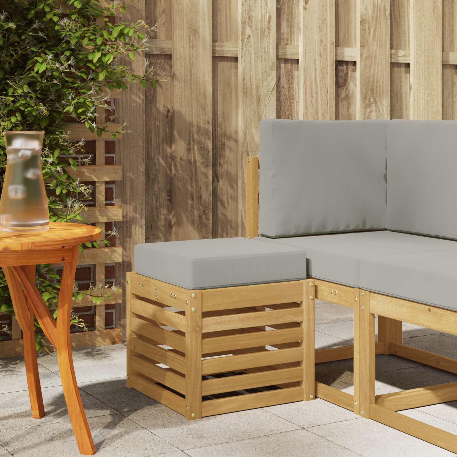 vidaXL Banco de Taburete Exterior con cojín Blanco 43 x 43 x 45 cm, Sofá Modular para el jardín, Banco Moderno afuera, Comodidad para el Patio, relajación veraniega