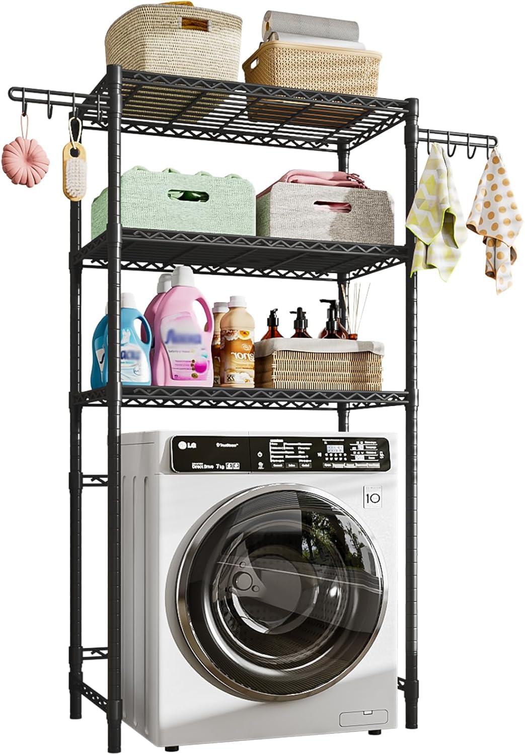 FTEYUET 3-Tier Storage Unit, Over Washing Machine and Dryer Shelving Unit