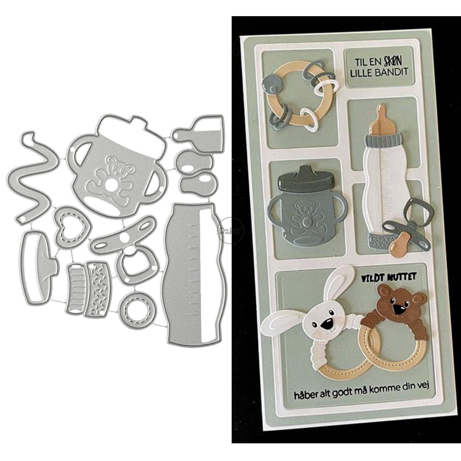DzIxY Patchwork Baby Bottles and Water Cups Metal Cutting Dies for Card Making Kit Embossing Paper Die Cuts Set Scrapbook Stencils Supplies Machine Templates