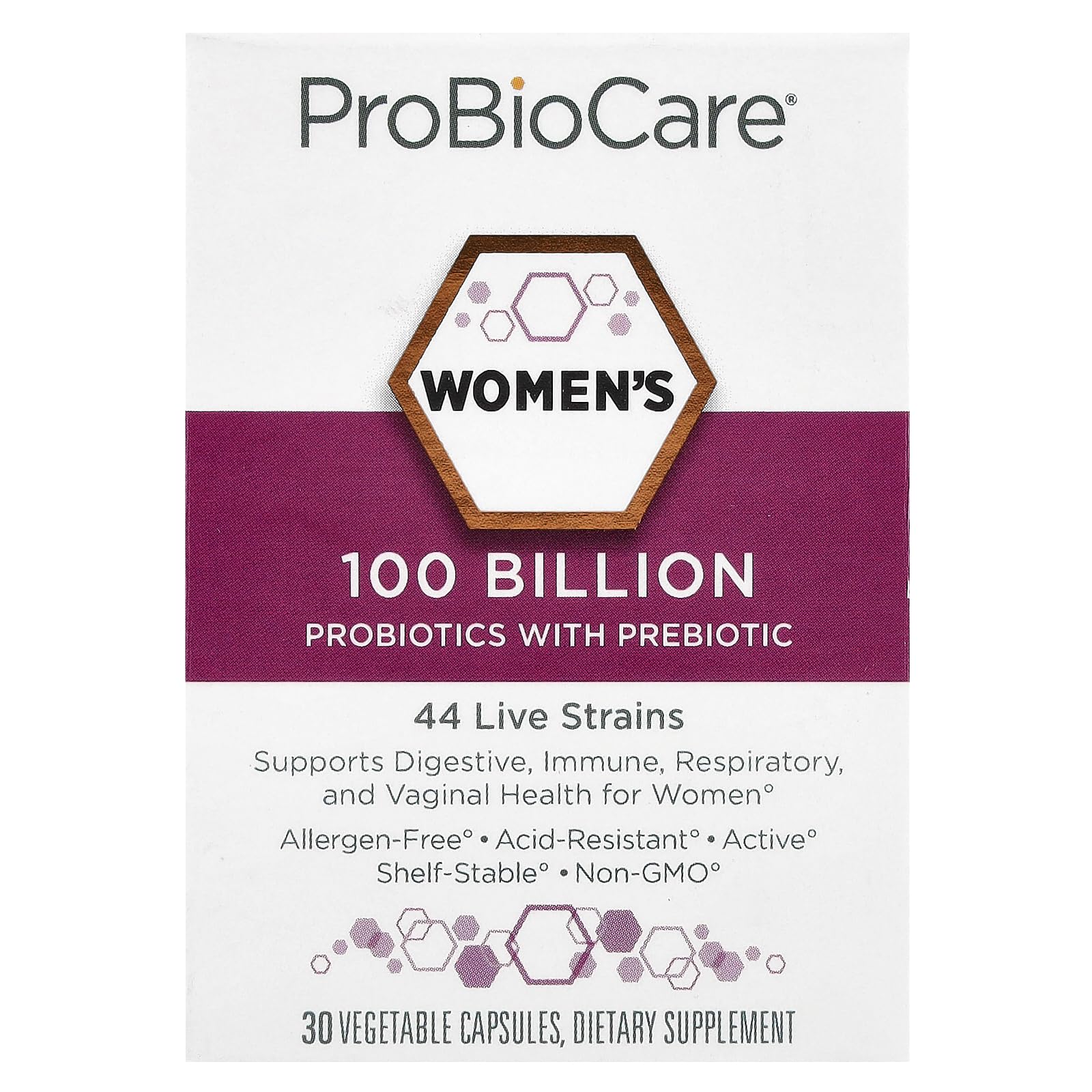 ProBioCareProbiotic for Women 100 Billion CFUs, Supports Digestive, Immune & Gut Health Promotes Healthy Microbiome Balance & Nutrient Absorption (30 Vegetable Capsules)
