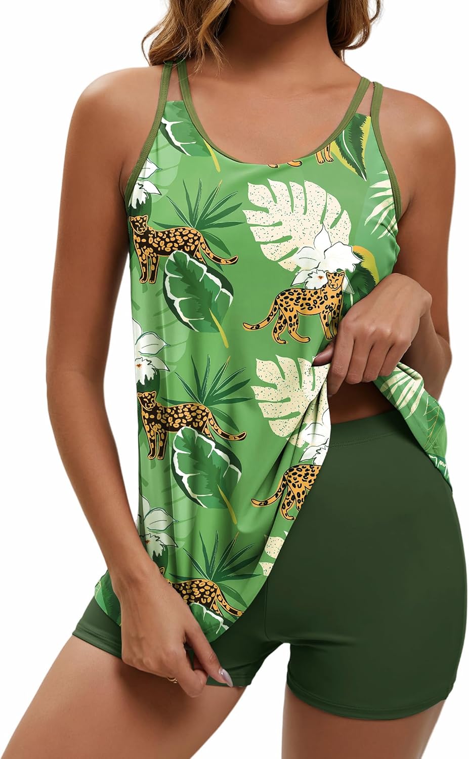 Arolina Tankini Swimsuits for Women Tummy Control Two Piece Bathing Suits Flowy Swim Tops with Boy Shorts - Image 2