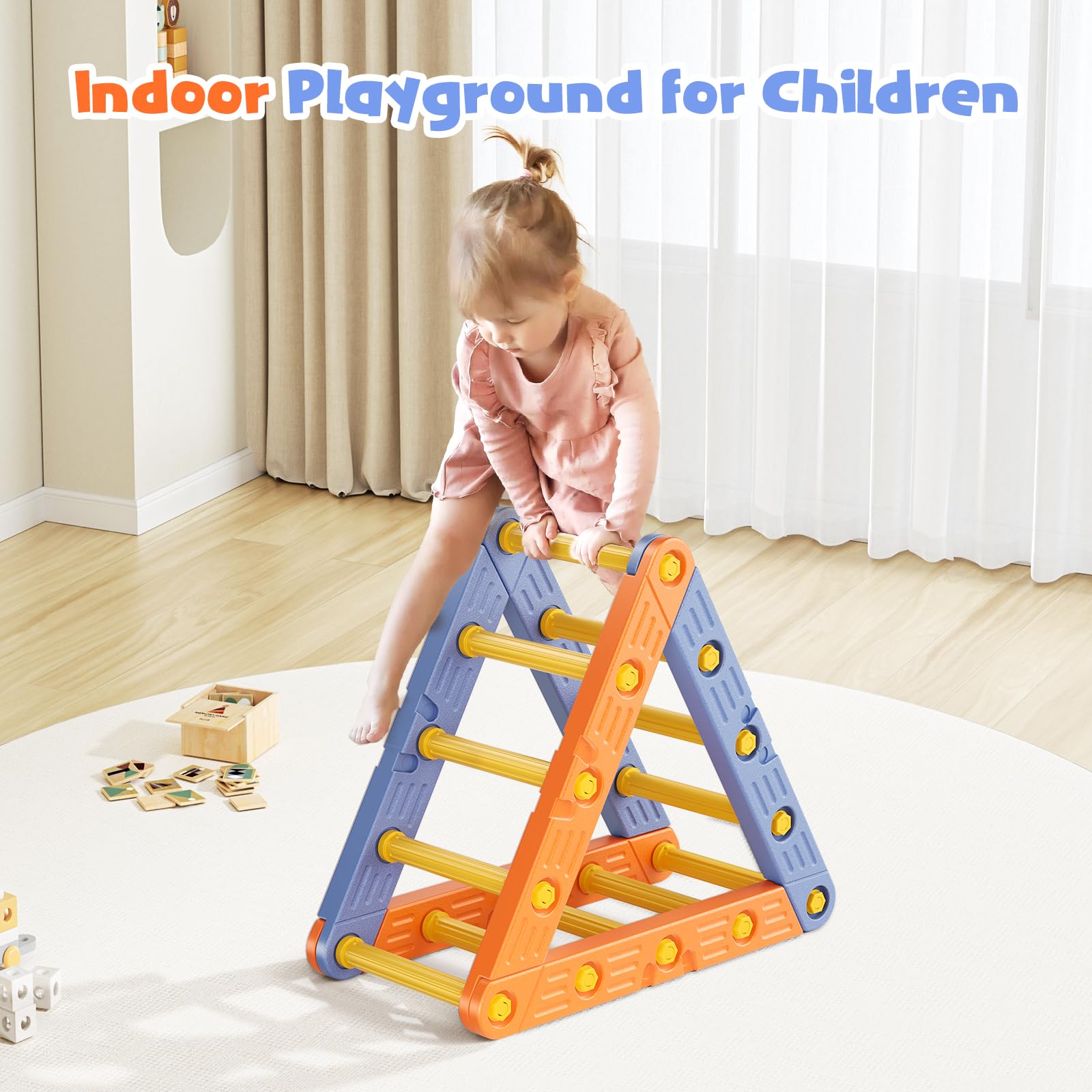 Triangle d'escalade pour Enfants 1 an+, Tour d'escalade Sécurisée, Poignées Antidérapantes, Développe Motricité et Équilibre, 50kg de Charge, Compact