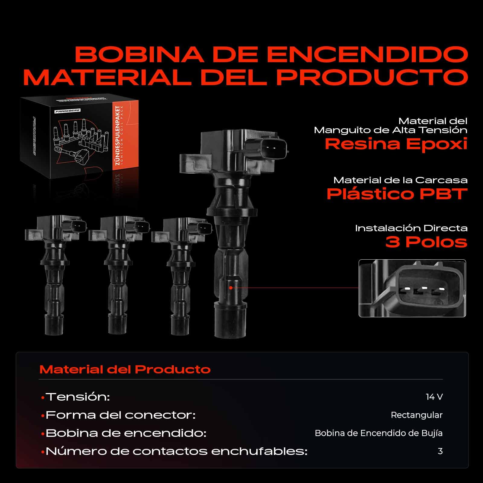 Frankberg 4 bobinas de encendido módulo de encendido 6M8G-12A366 | Compatible con: CX-7 ER, 3 BL, 6 Combi GH, 3 BK, 3 Saloon BL, MX-5 III NC, 6 Hatchback GH, EP Tributo, Saloon BK