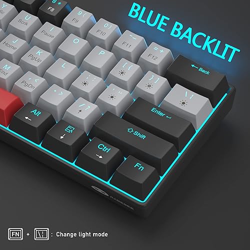 Miniatura 4 de Combo de teclado y mouse para juegos, teclado mecánico 60% compacto con retroiluminación LED azul, teclados y mouse para juegos de PC, teclado