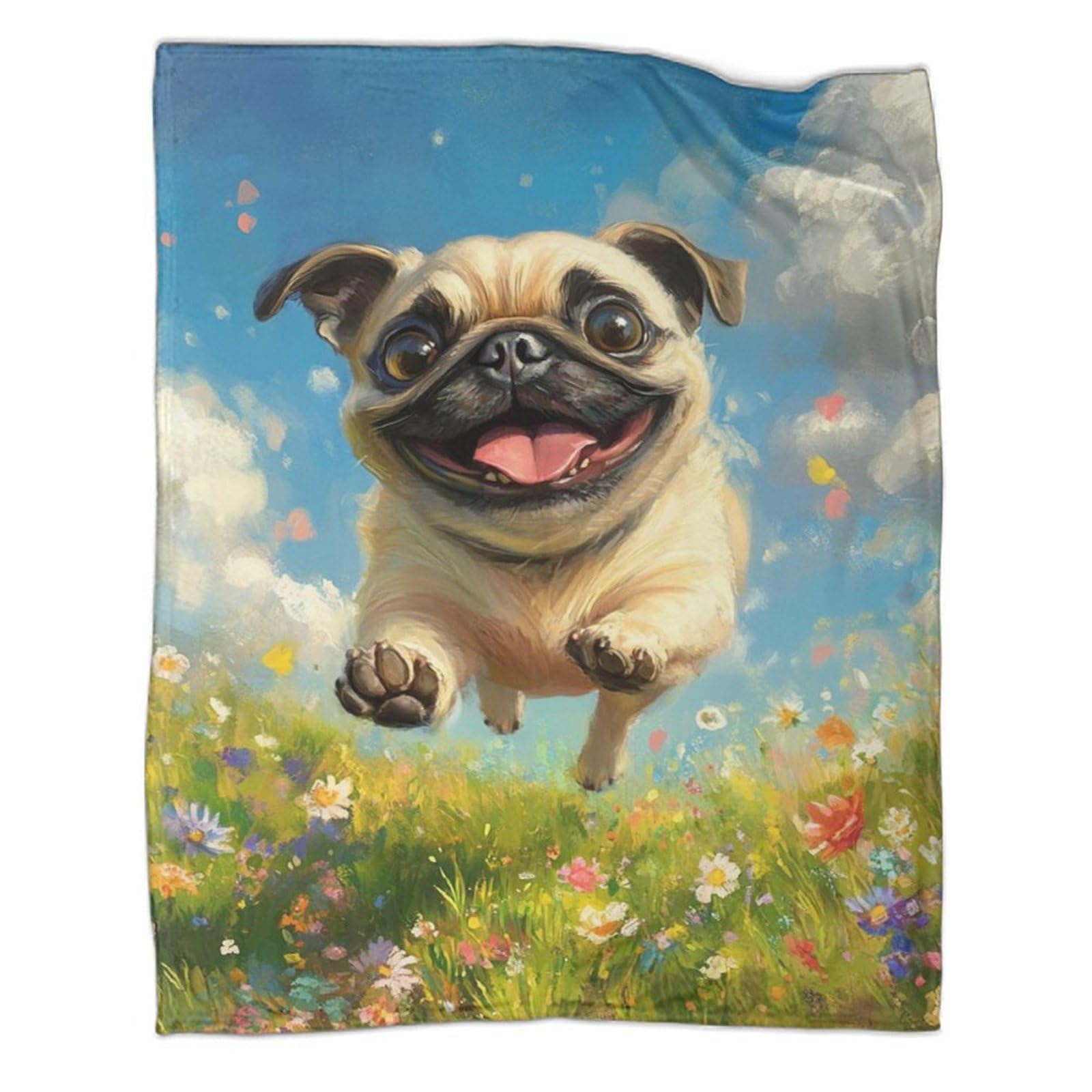 Couverture polaire carlin 180x200 cm, tissu peluche haut de gamme et ultra doux