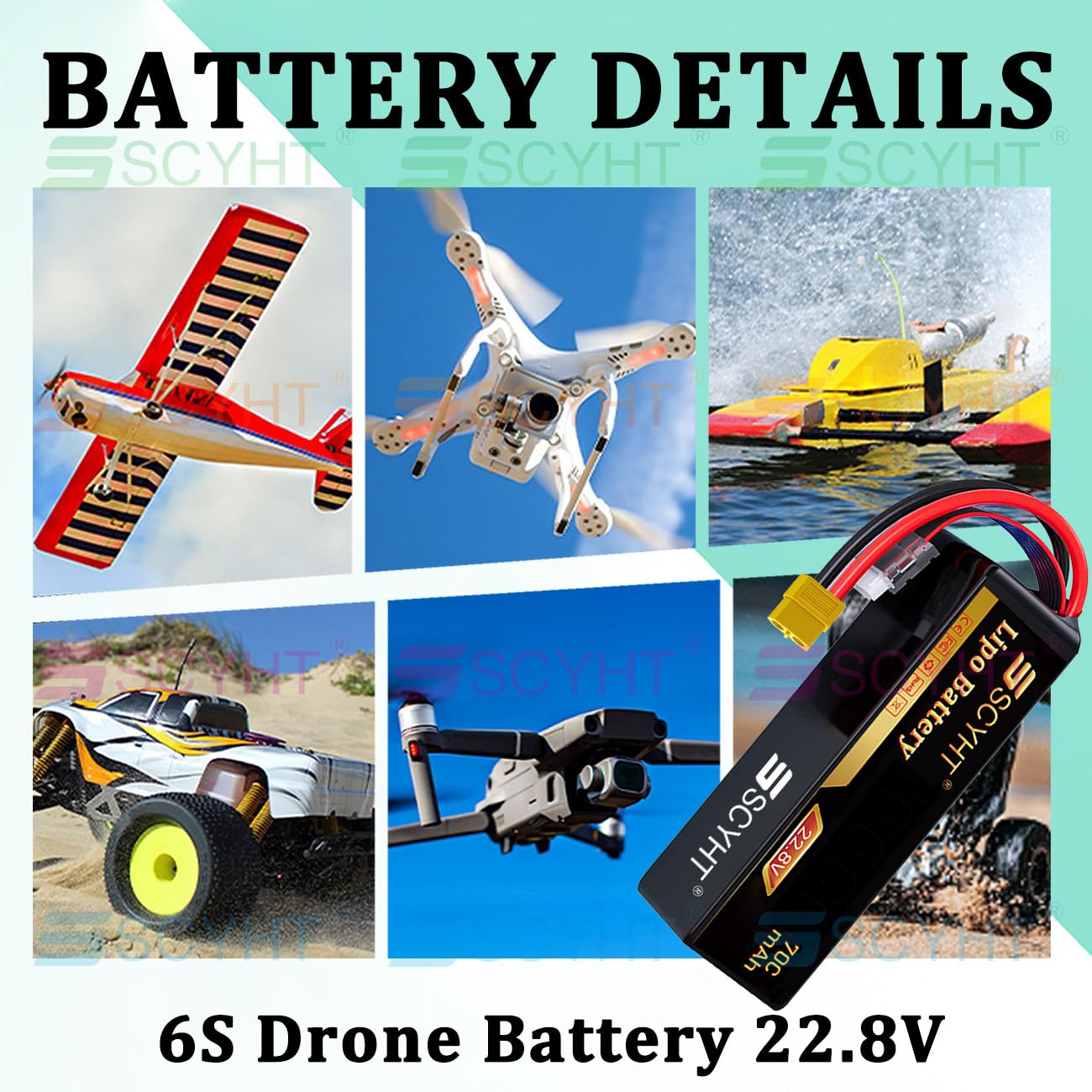 Batteria al litio 22,8 V 6S Batteria droni 70C