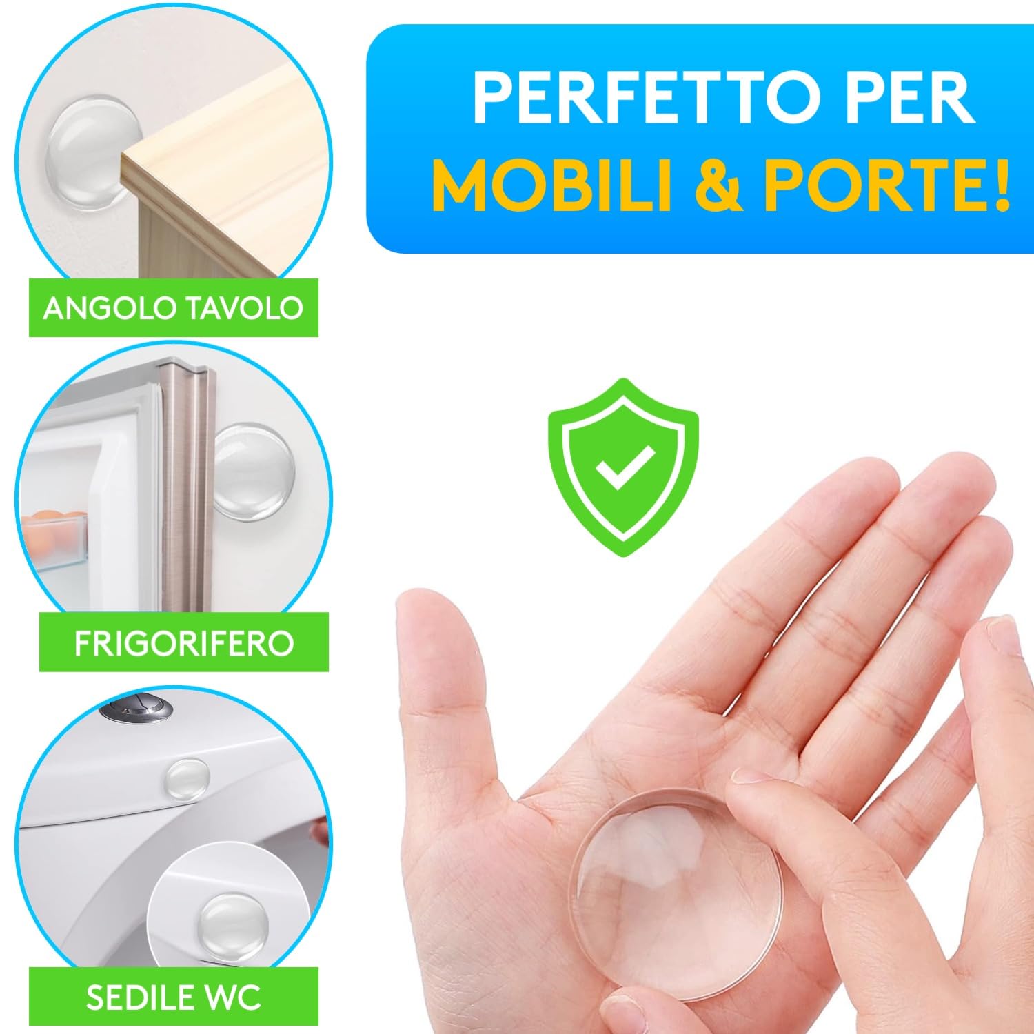 SilverRack Fermaporta Adesivo da Muro Bianco [6 pezzi] – Paracolpi Porta per Proteggere Pareti – Gommini per Porte come Fermaporta da Pavimento o da Maniglia – Proteggi Maniglia Porta – Ferma Porte