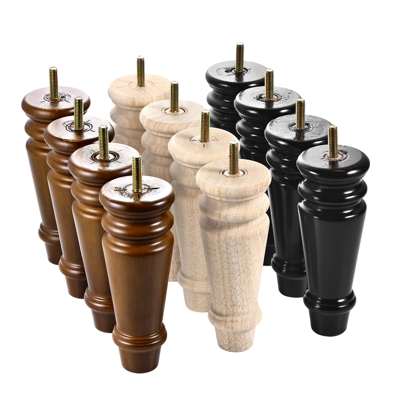 Maricome Gambe di ricambio per mobili in legno, 15,2 cm, per sedie ottomane, armadietti, cassettiere, metà secolo, set di 4 viti