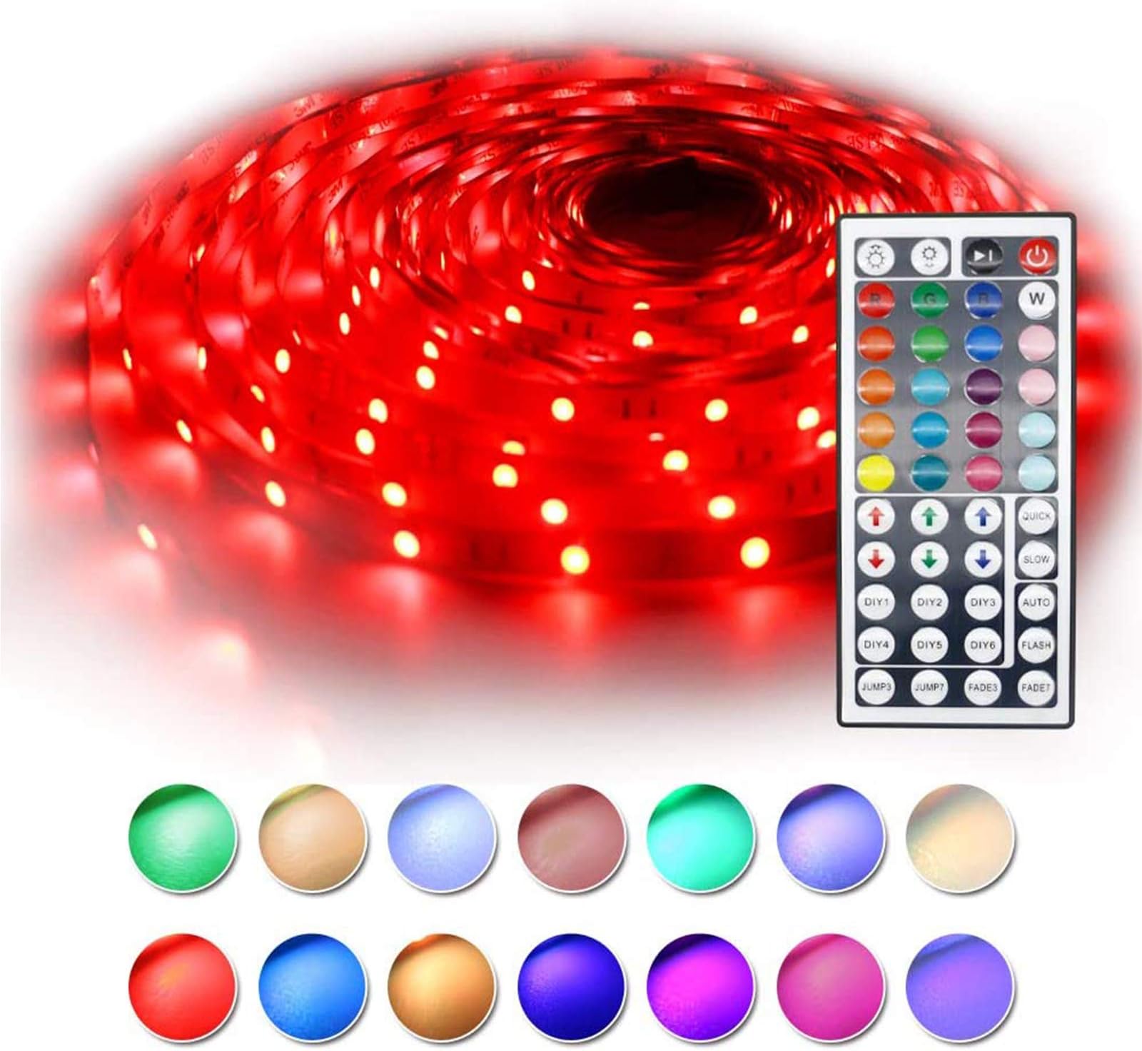 LED String Lights, led Rope Lights Color Changing 32.8ft (Continuous 10 Meters/roll), 5050 RGB Strip Lights with Remote and 12V Power Supply, Rope led Lights for Home, Kitchen,Bedroom
