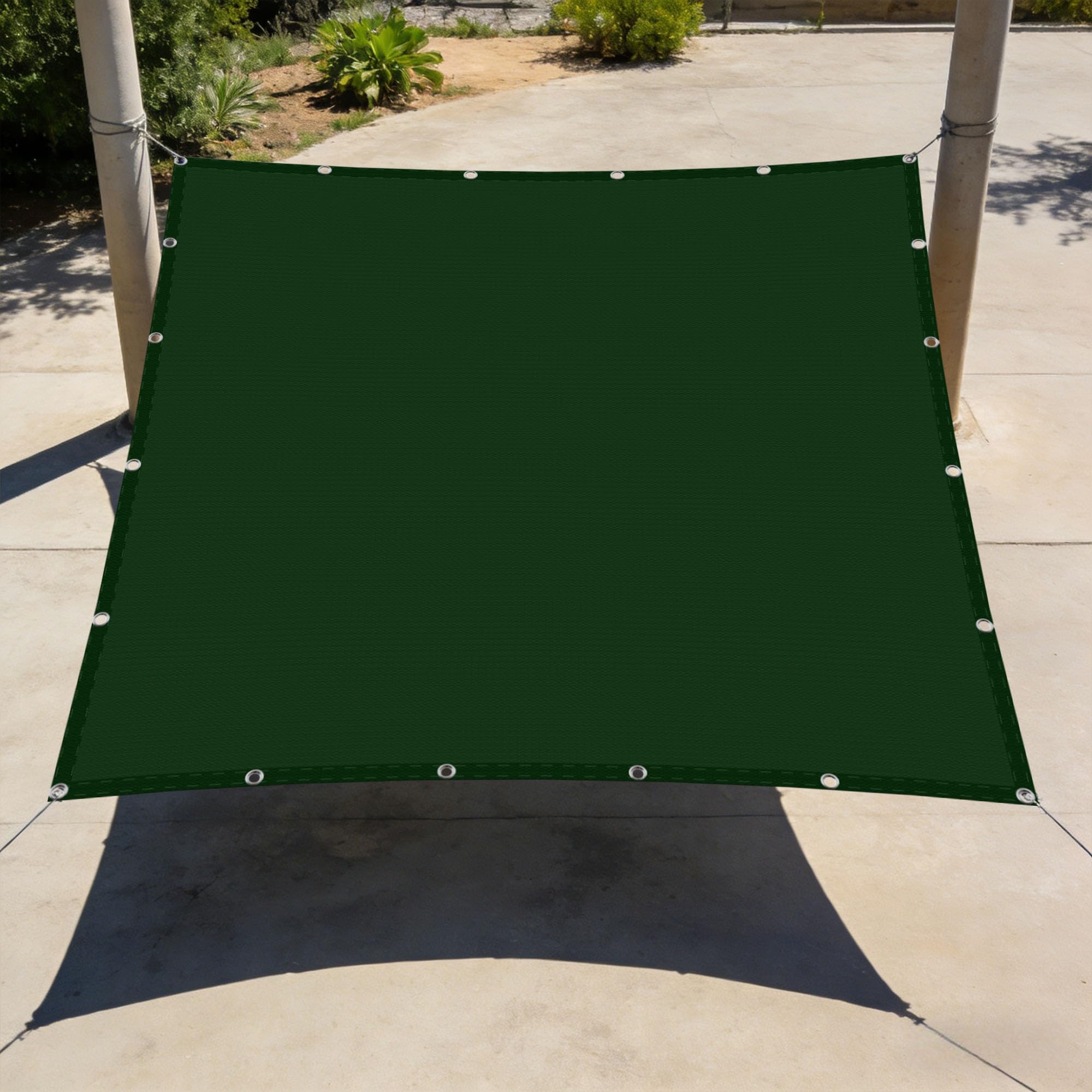 Voile d'ombrage rectangulaire haut de gamme vert foncé avec oeillets