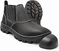 Botina de Segurança Bico de PVC Com CA Bota de Couro Relax Com Elástico Para Trabalho Tam.33-46