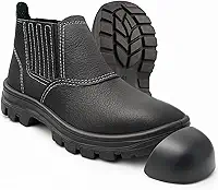 Botina de Segurança Bico de PVC Com CA Bota de Couro Relax Com Elástico Para Trabalho Tam.33-46