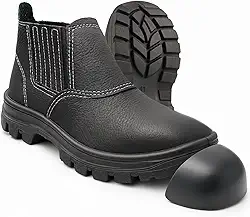 Botina de Segurança Bico de PVC Com CA Bota de Couro Relax Com Elástico Para Trabalho Tam.33-46