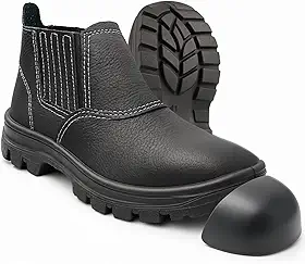 Botina de Segurança Bico de PVC Com CA Bota de Couro Relax Com Elástico Para Trabalho Tam.33-46