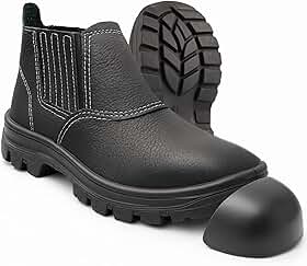 Botina de Segurança Bico de PVC Com CA Bota de Couro Relax Com Elástico Para Trabalho Tam.33-46