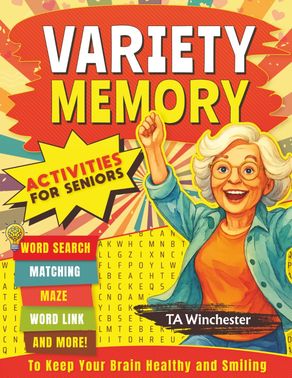Variety Memory, Activities for Seniors: Word Search, Matching, Maze, Word Link, and More, to keep your brain healthy and smiling