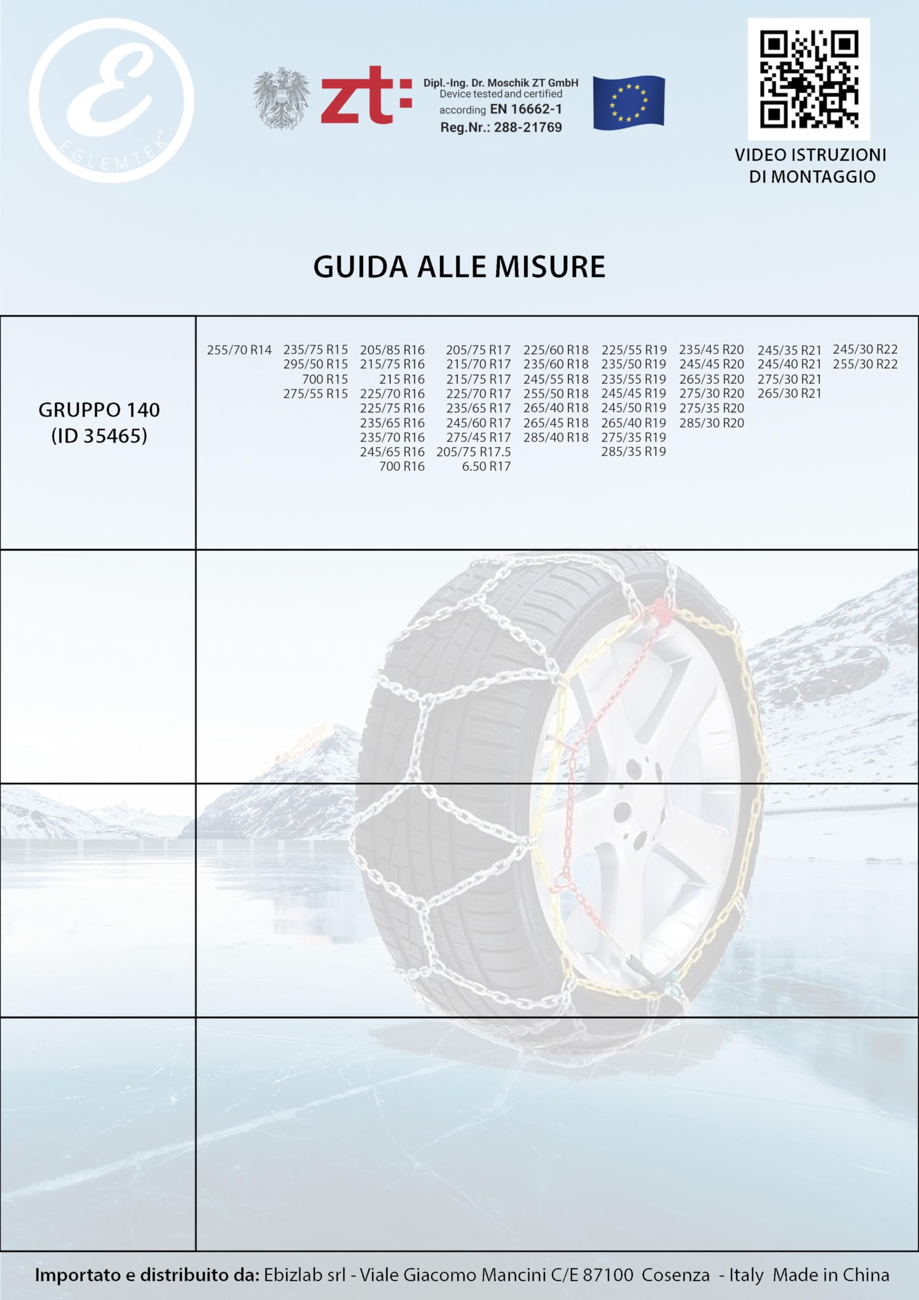 Catene Da Neve In Metallo 9 mm Omologate TUV GS Onorm Montaggio Rapido Per Auto Furgone SUV Tensionatore Autobloccante Misura 100