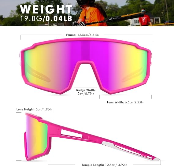 Polarized Sports Sunglasses,UV400 Protection Outdoor Glasses for Men Women Youth Baseball Cycling Running Driving Golf