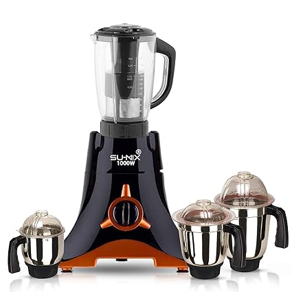 Su-mix Black Color 1000Watts Mixer Juicer Grinder with 4 Jar (1 Juicer Jar with Filter, 1 Large Jar, 1 Medium Jar and 1 Chutney Jar) SA20-SMX-663 Make in India