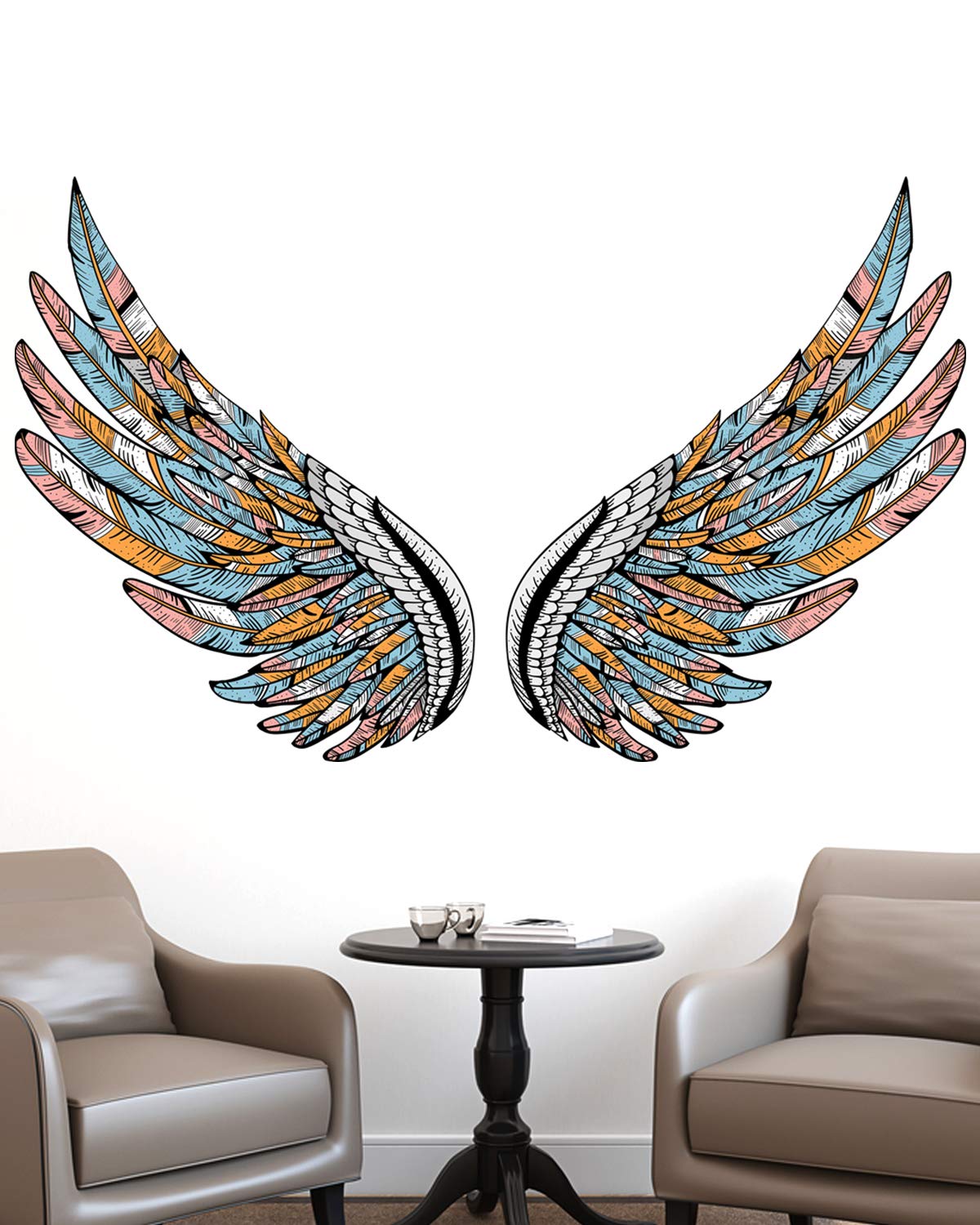 Wallmonks Colourful Angel Wings Vinyl Wall Sticker, Pack of 1 Amazon