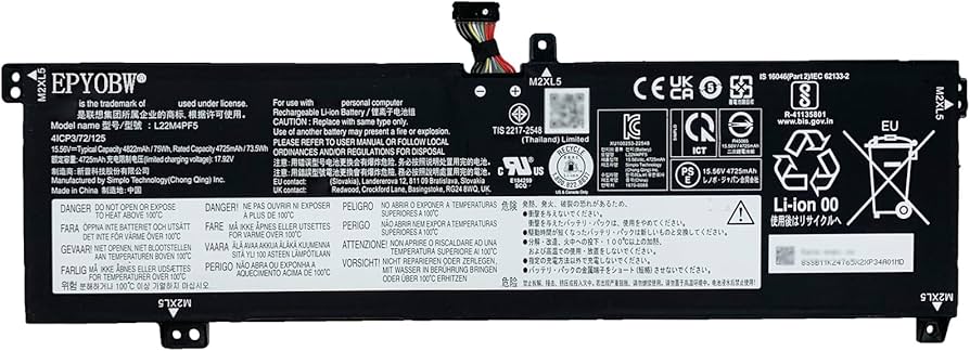 Amazon.com: EPYOBW L22M4PF5 Laptop Battery 75Wh Compatible with