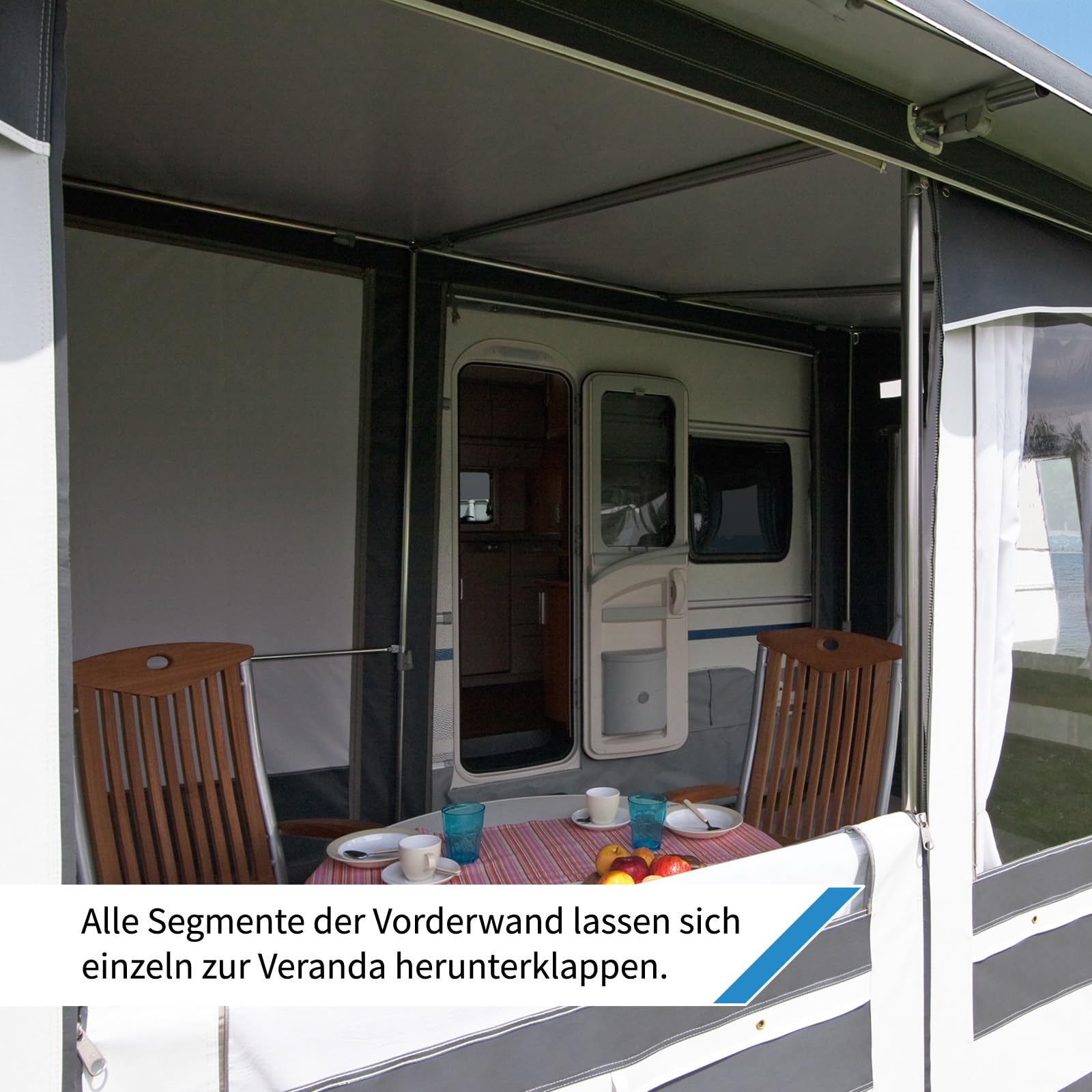 dwt Wohnwagen Vorzelt Favorit III mit 250 cm Tiefe, freistehendes Teilzelt für Winter- und Dauercamping inkl. Abspannmaterial und Packsack, Größe:440 x 250 cm (BxT)