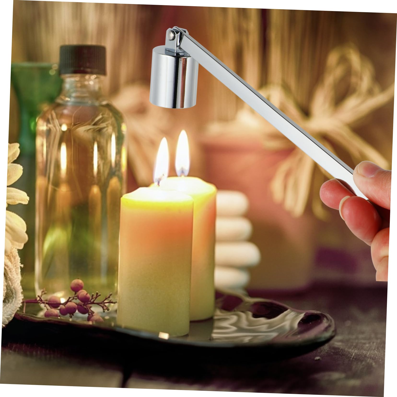 STOBAZA 1pc Candle Tool Automatic Candle Extinguisher Clip on Candle Flame Matte Candle Holder Straight Tube Candlesnuffers Candle Snuffer Accessory Bell Metal Candle Wick Cover*1 Antique