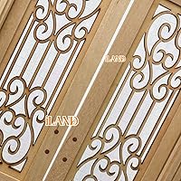 Vista 4 de Puerta de casa de muñecas iLAND a escala 1:12, accesorios de casa de muñecas de puerta en miniatura con patrón tallado y paneles de celosía 3D que