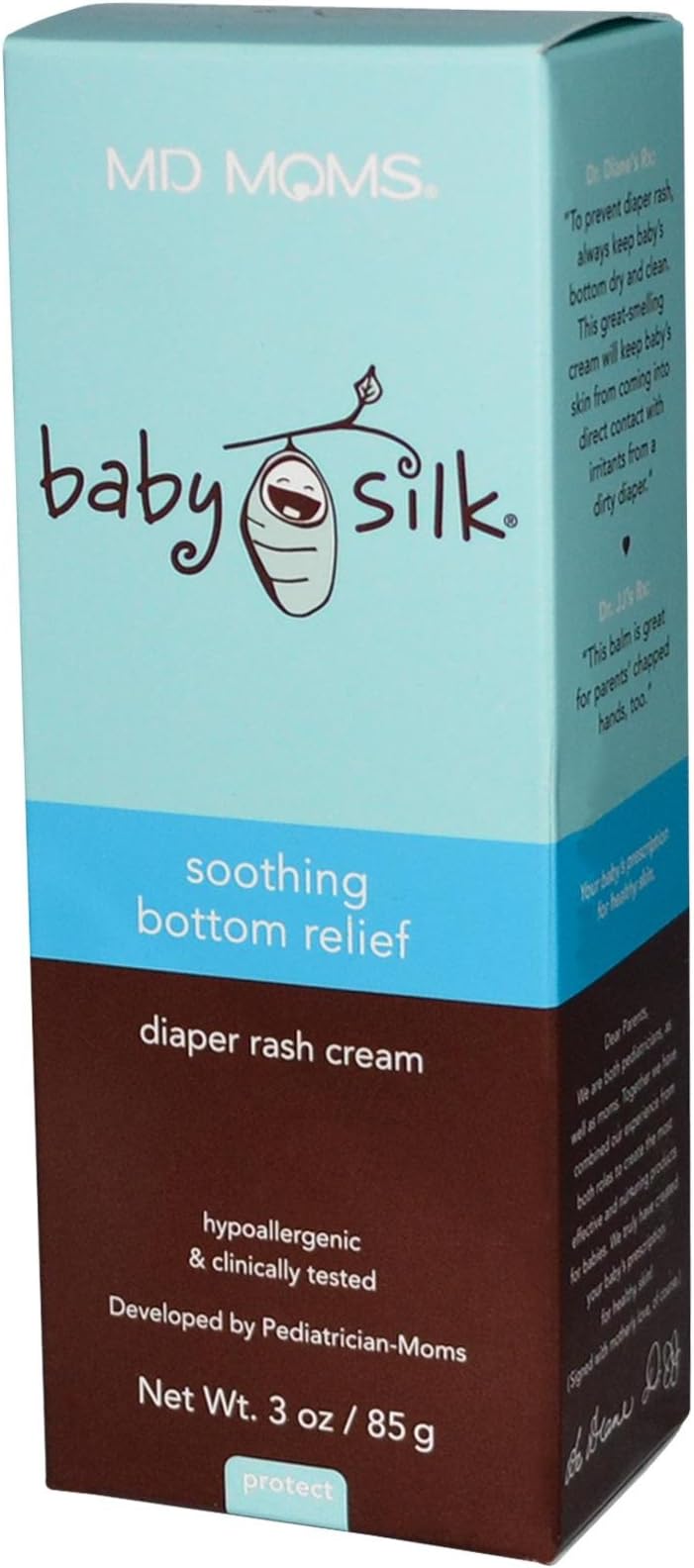 Diaper Rash Cream by MD Moms – Hypoallergenic Baby Silk Soothing Bottom Relief for Sensitive Skin, 3oz – Made by Pediatricians