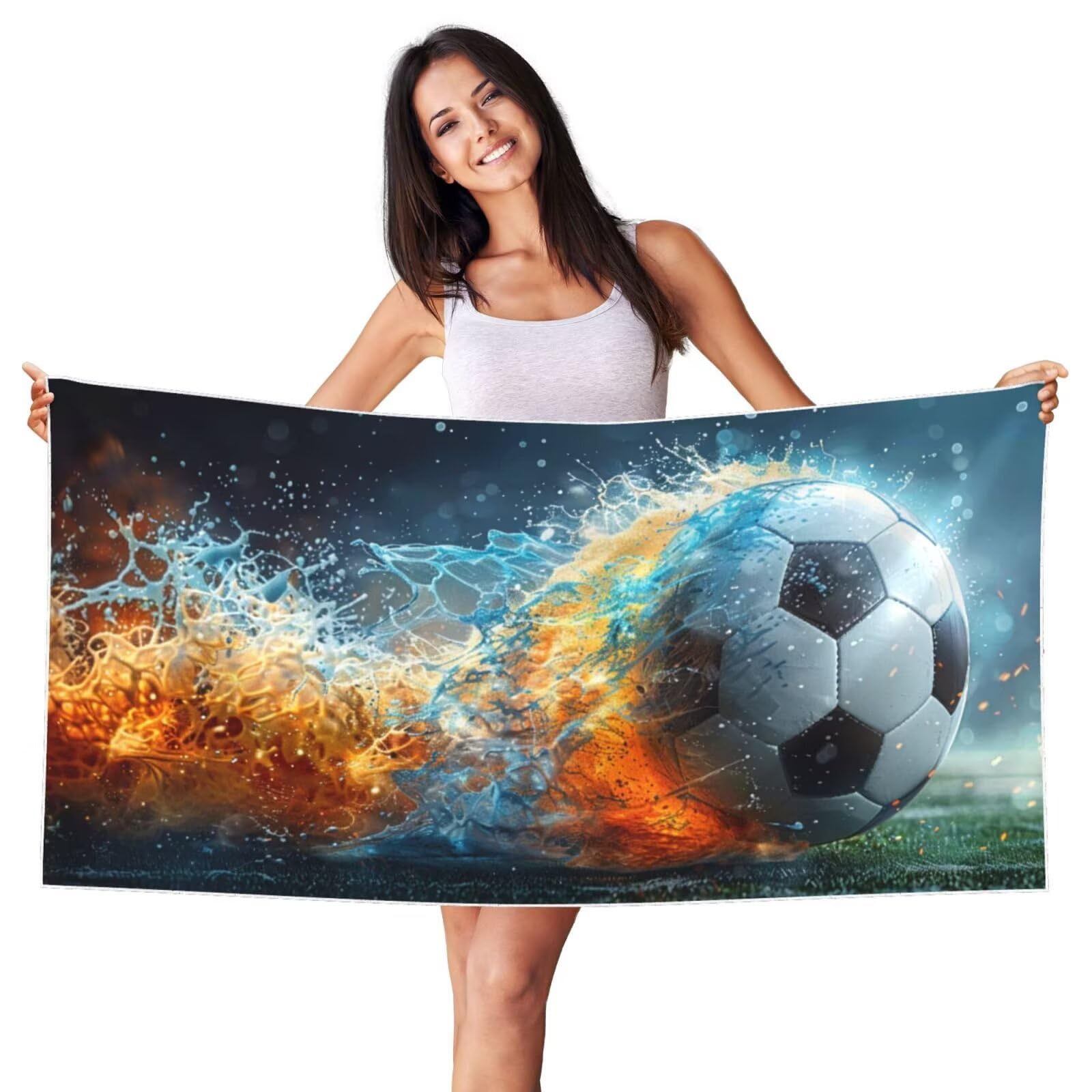 Telo Mare Microfibra xxl Grande Asciugamano da Spiaggia 100x200cm Asciugatura Rapida Telo in Cotone Morbido, Antisabbia Mare Coperta da Spiaggia per Campeggio, Palestra, Piscina, Viaggio calcio G-1160