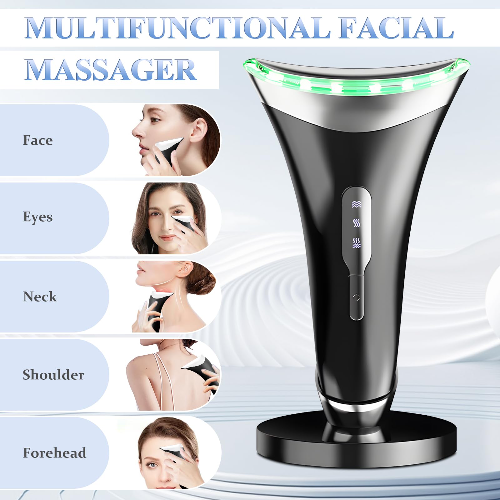 Anluomania Massaggiatore Viso Lifting, Dispositivo di Bellezza Antirughe, Face Massager, 3 Modalità, 45℃ Terapia del Caldo, Massaggio Viso EMS Gua Sha Rassodante Viso e Collo