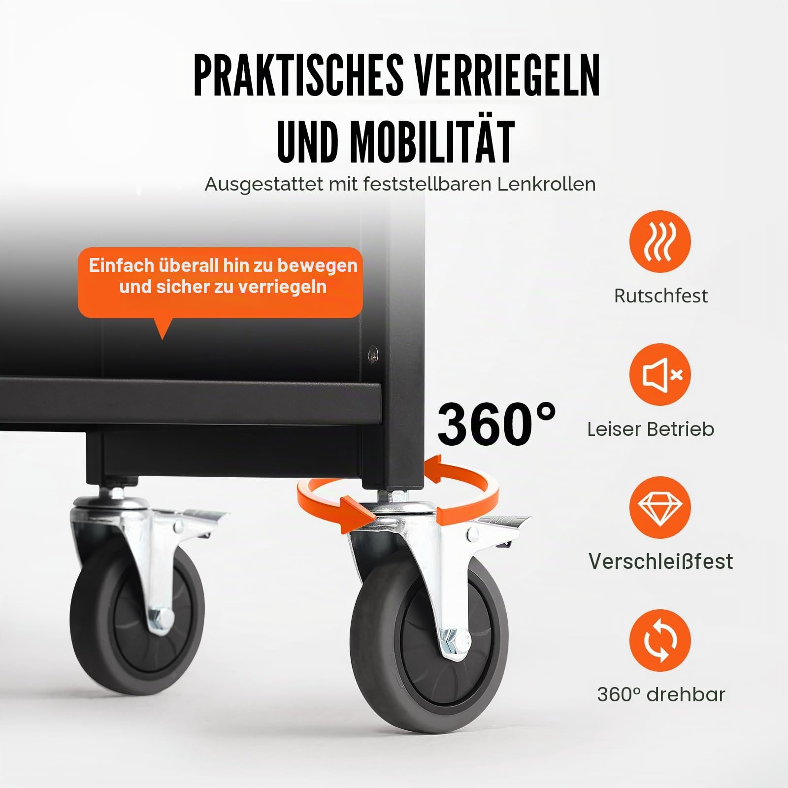 VEVOR Bibliothekswagen 790 x 385 x 1250 mm Abräumwagen 3 Regale Bücherwagen Kohlenstoffstahl + kaltgewalzte Stahlplatte Servierwagen 150 kg Gewichtskapazität (50 kg pro Regal) inkl. 2 Buchstützen