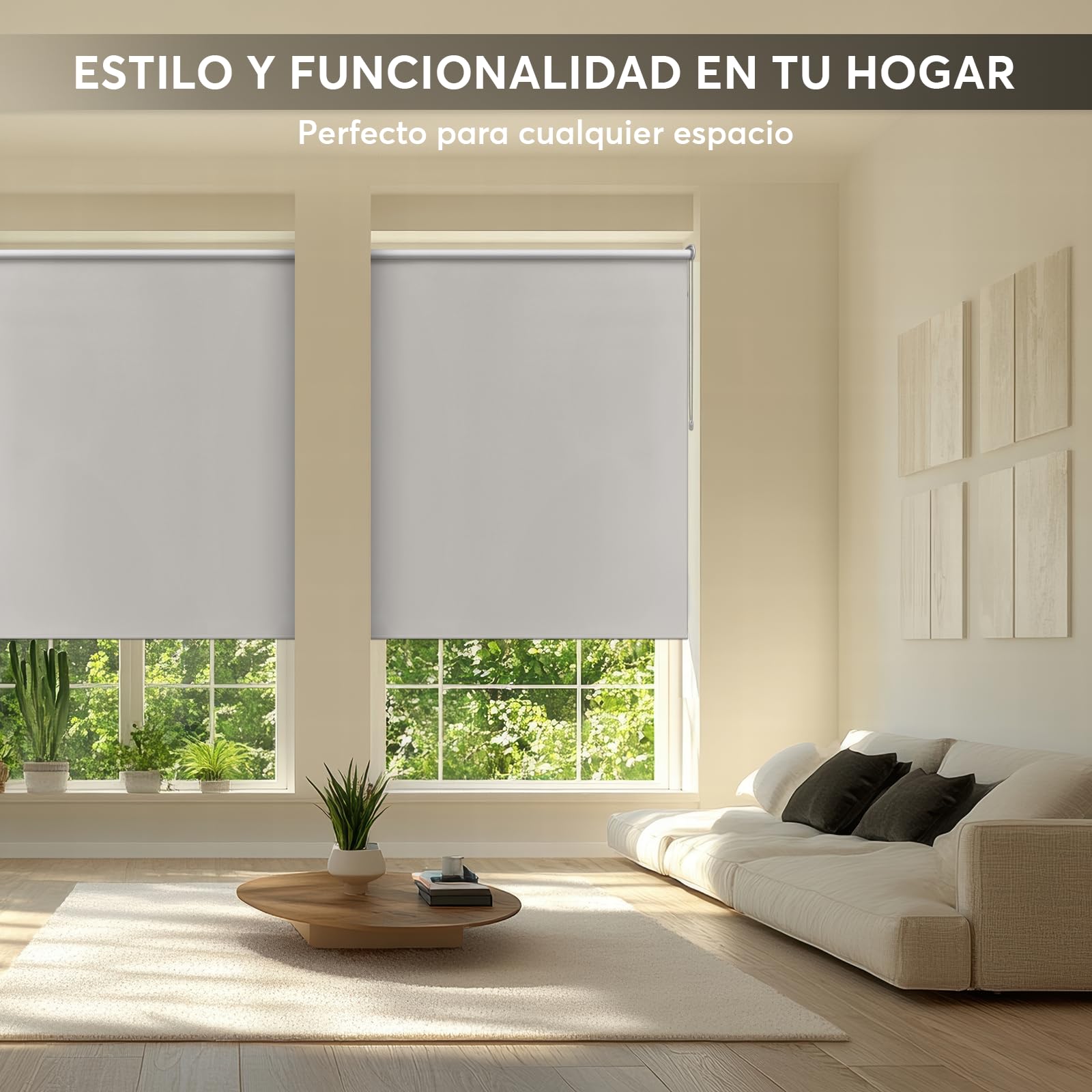 DECORESTOR Estor Enrollable Opaco Térmico a Medida 160 x 160 - Gris - Persiana Blackout para Ventanas y Puertas - Interior y Exterior - Bloquea 100% Luz y Aisla Temperatura - Ideal en Pared o Techo