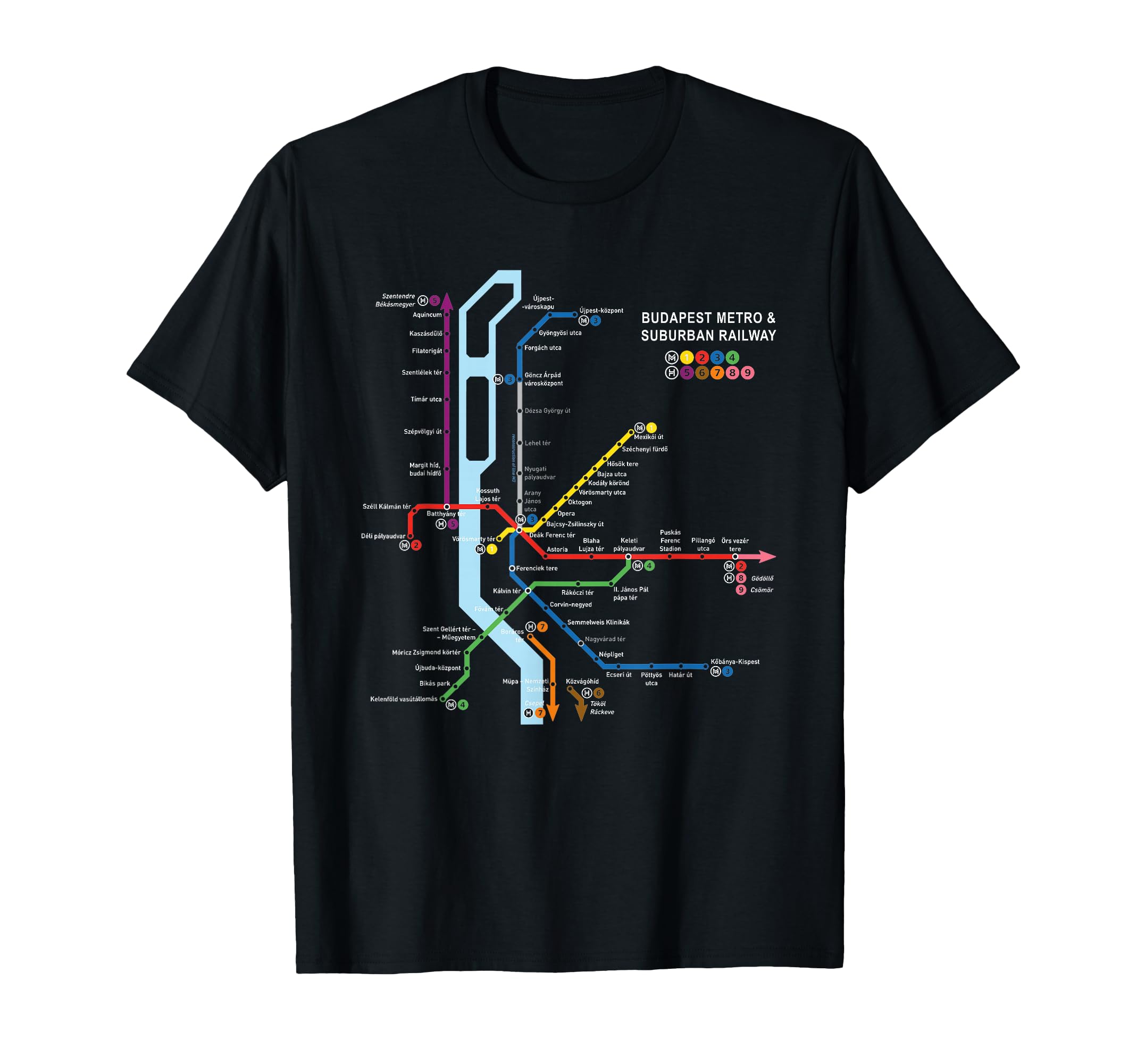 Budapest Hungary Metro Suburban Railway – Souvenir Route Map T-Shirt