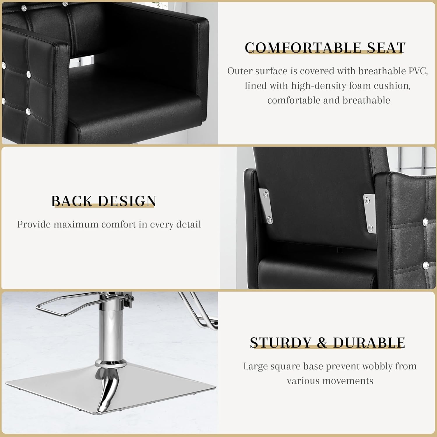 Salon Chair for Hair Stylist, Black Barber Chair for Barbershop & Home, Stylist Chairs, All-Purpose Hydraulic Pump 360° Swivel Beauty Braiding Salon Chairs for Women Men