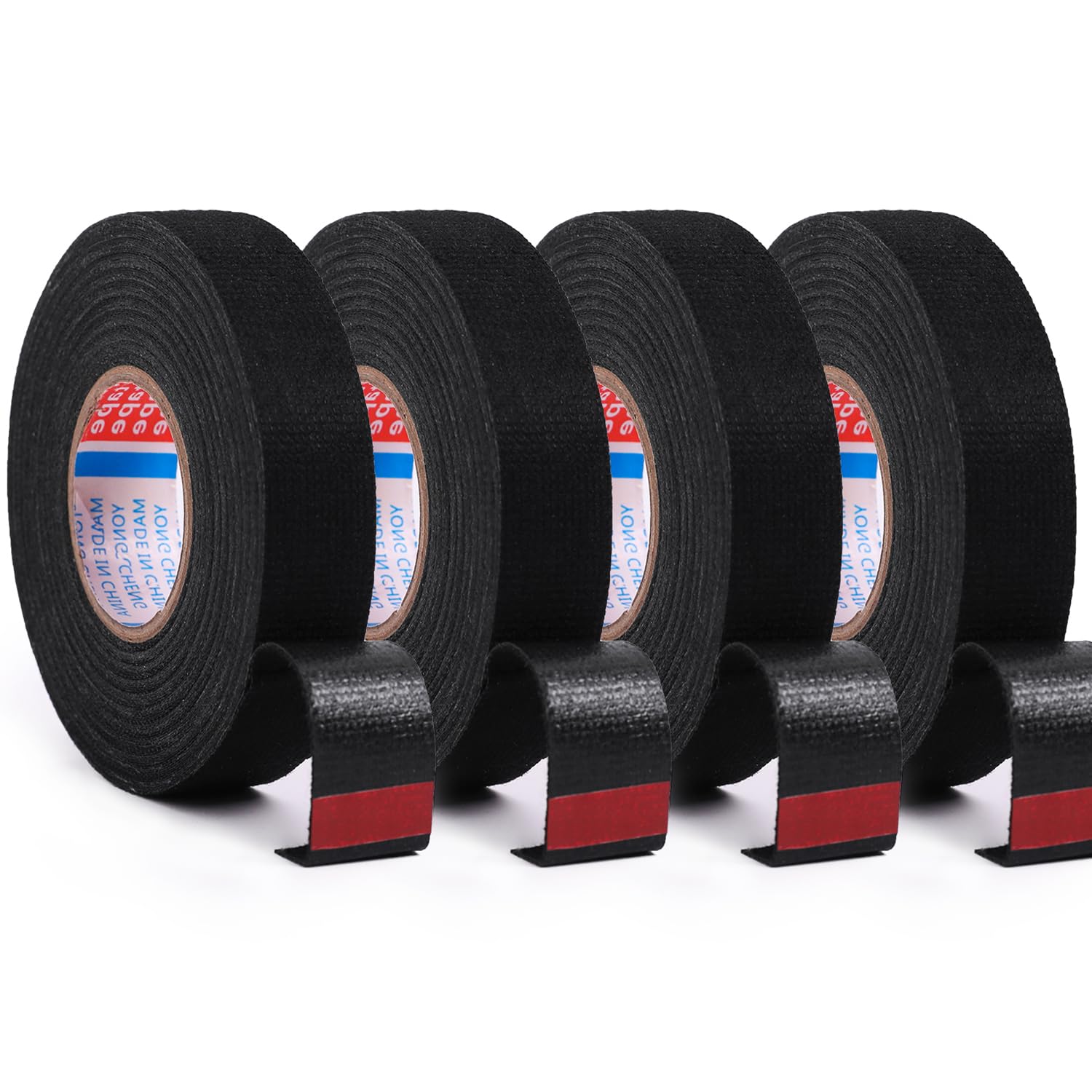 ZZJMCH 4 Rolls Black Wire Harness Cloth Tape, Speaker Wiring Harness Cloth Tape, for Automobile Electrical Wire harnessing Noise Dampening Heat Proof