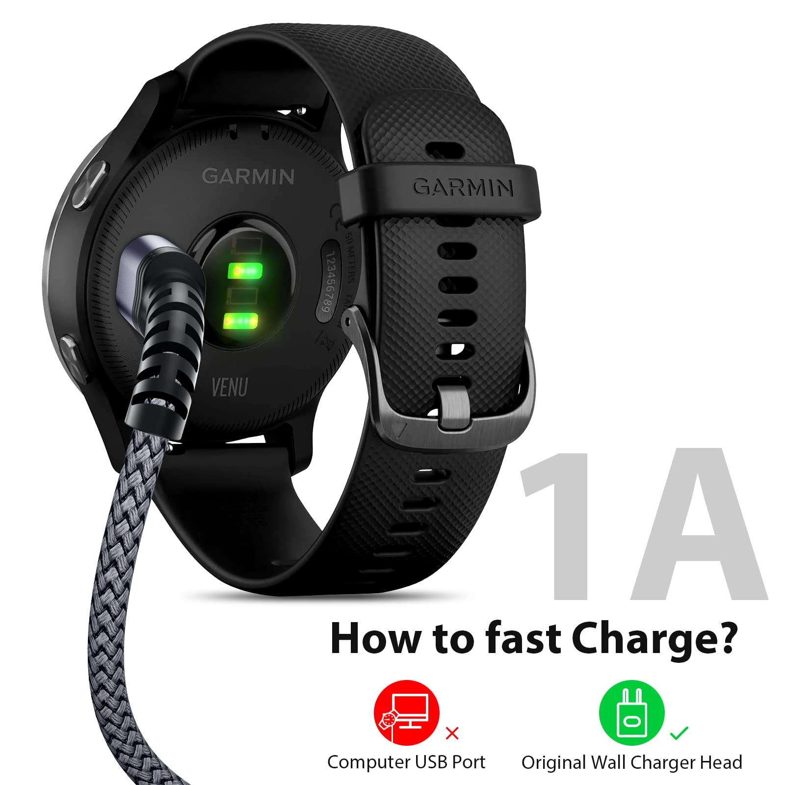 Cavo Caricatore Per Garmin - Compatibile Con Fenix 7/6/5, Venu, Forerunner E Altri Modelli | Ricarica Rapida E Sicura - Foto 4